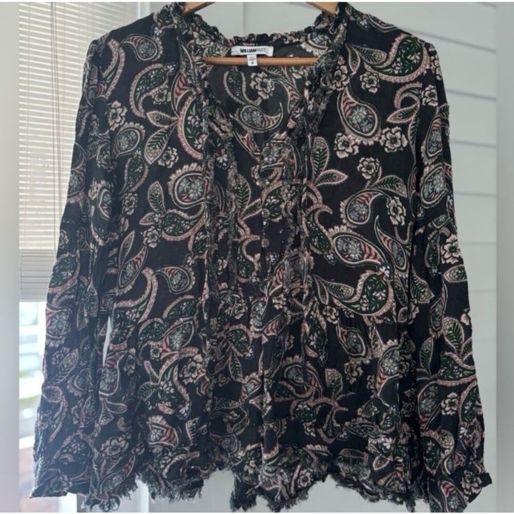 William Rast Black and Pink Paisley Blouse